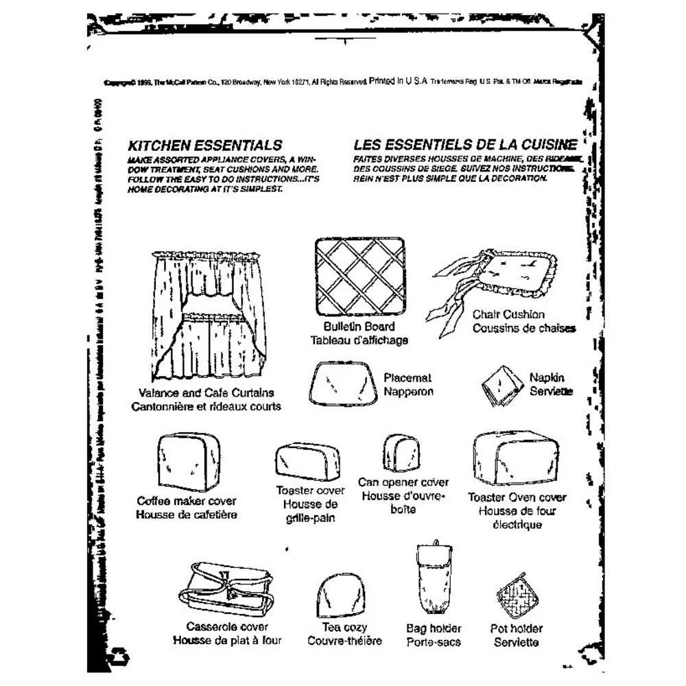McCalls 2018 Kitchen Essentials Sewing Pattern Appliance Covers Curtains 1999